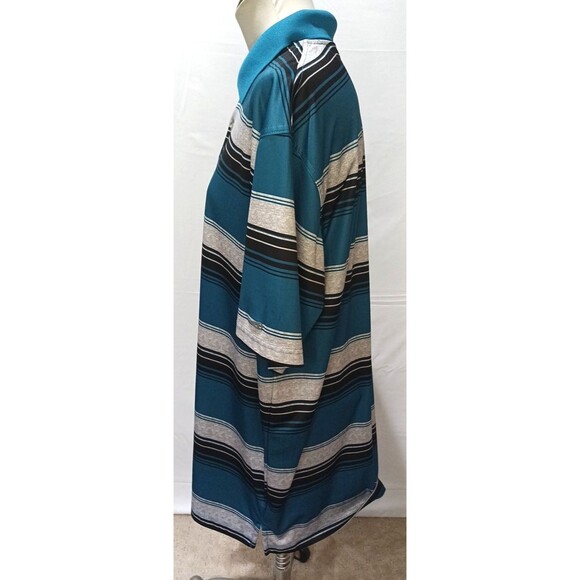 Grand Slam Performance Golf Polo Teal Black Gray Stripe Shirt Mens Size XXL - Picture 2 of 12